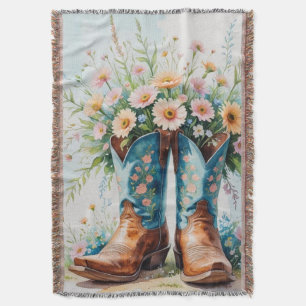 Cowgirl Bouquet Throw Blanket   Western Home Decor