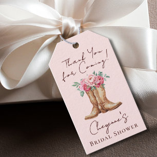 Cowgirl Bridal Shower Pink Floral Thank You Gift Tags