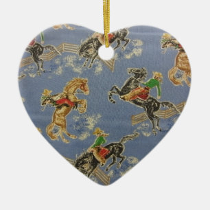 Cowgirl Bronc Rider Ceramic Tree Decoration