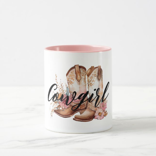 Cowgirl Brown western Cowboy Boots Mug (Center)