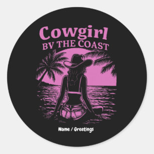 Cowgirl By The Coast Style Western Beachy Women Classic Round Sticker