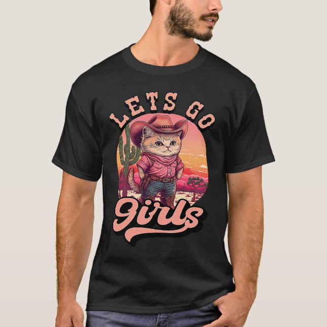 Cowgirl Cat Let's Go Girls Howdy Western Cowgirl T-Shirt (Front)