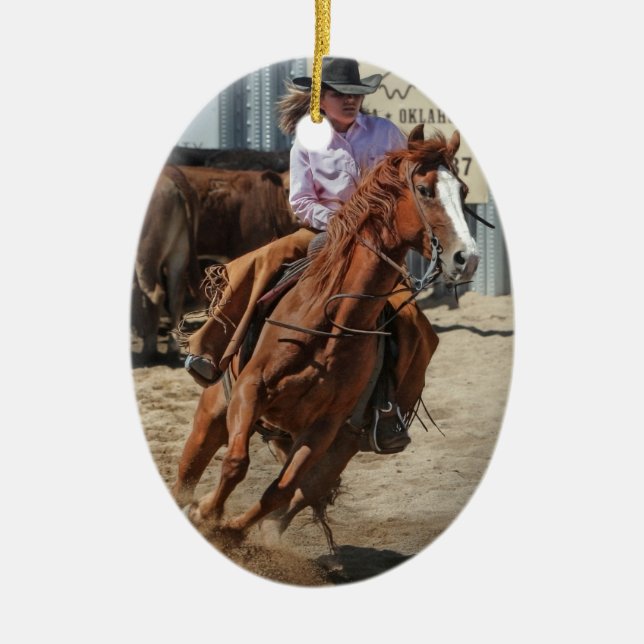 cowgirl ceramic tree decoration (Front)