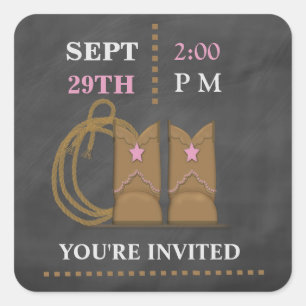 Cowgirl Chalkboard Baby Shower Sticker