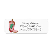 Cowgirl Christmas Boot Return Address Label