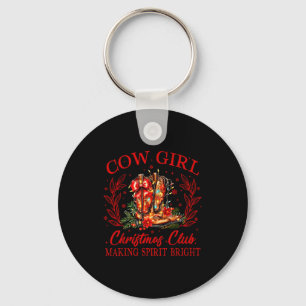 Cowgirl Christmas Club Making Srits Xmas Boots Cow Key Ring