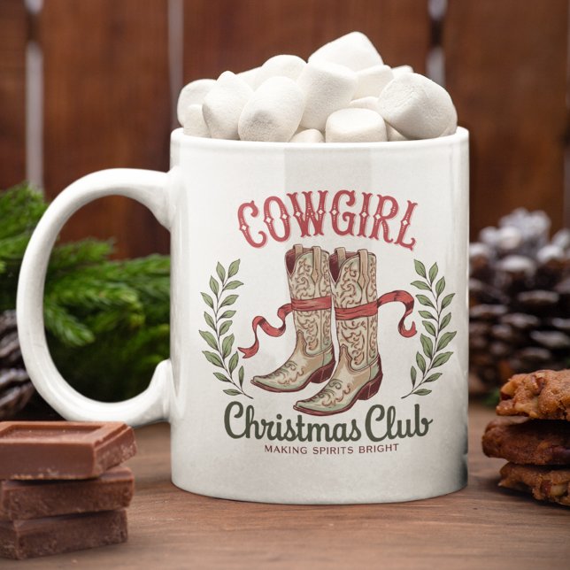 Cowgirl Christmas Club Western Cowboy Boots Coffee Mug (Creator Uploaded)