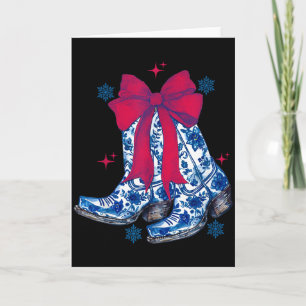 Cowgirl Christmas Funny Coquette Bow Boots Gift Me Card