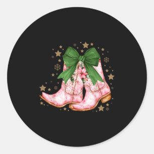 Cowgirl Christmas Howdy Christmas Nk Boots Cowgirl Classic Round Sticker