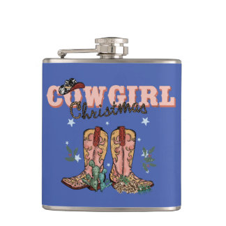 Cowgirl Christmas Secret Santa Stocking Stuffer Hip Flask
