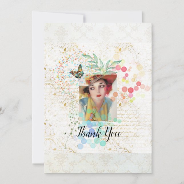 Cowgirl Collage in the Art Deco style. Thank You Card (Front)