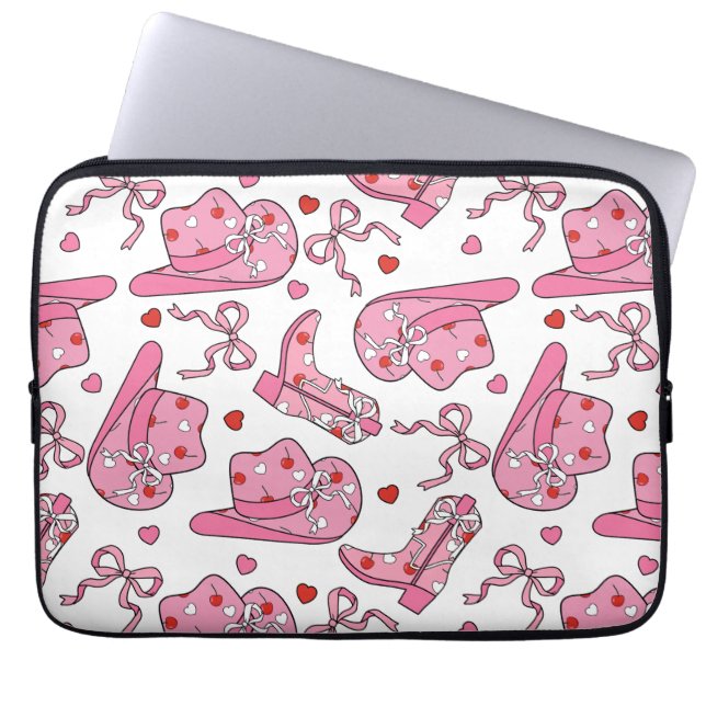Cowgirl Coquette Pink Laptop Sleeve (Front)