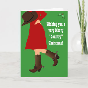 Cowgirl Country Christmas Greeting Card