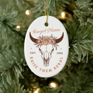 Cowgirl country mum western homestead farm life ceramic ornament