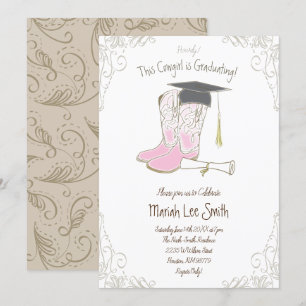 Cowgirl Country Western Graduation Party Invitation