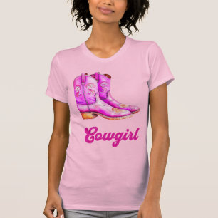 Cowgirl Country Western Rodeo Pink Cowboy Boots  T-Shirt