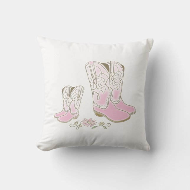 Cowgirl Country Western Theme Pink Baby Shower Cushion (Front)