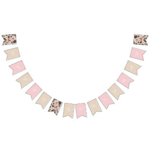 Cowgirl Cow Pink Earthy Happy Birthday  Bunting