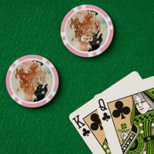 Cowgirl Cowhide Floral Deer Antlers Poker Chips