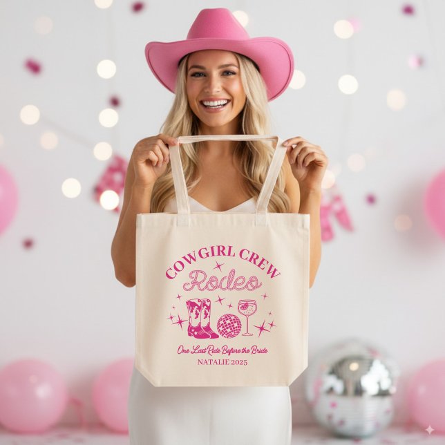 Cowgirl Crew Rodeo Personalised Bachelorette Party Tote Bag (Creator Uploaded)