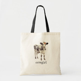 cowgirl cute flower calf tote bag