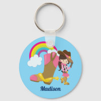 Cowgirl Cute Kids Rainbow Blue Monogram Girls