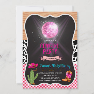 Cowgirl dance birthday party invitation