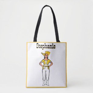 Cowgirl Dancer Tote White Yellow Fringe B Bag