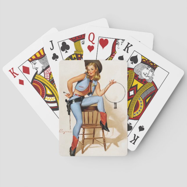 Cowgirl Deputy Pin Up  Playing Cards (Back)