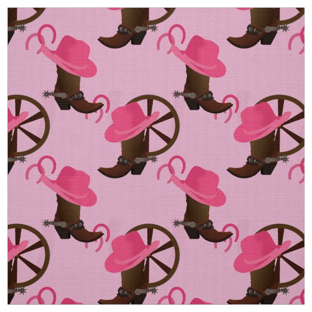 Cowgirl Design Pink Fabric (Swatch)