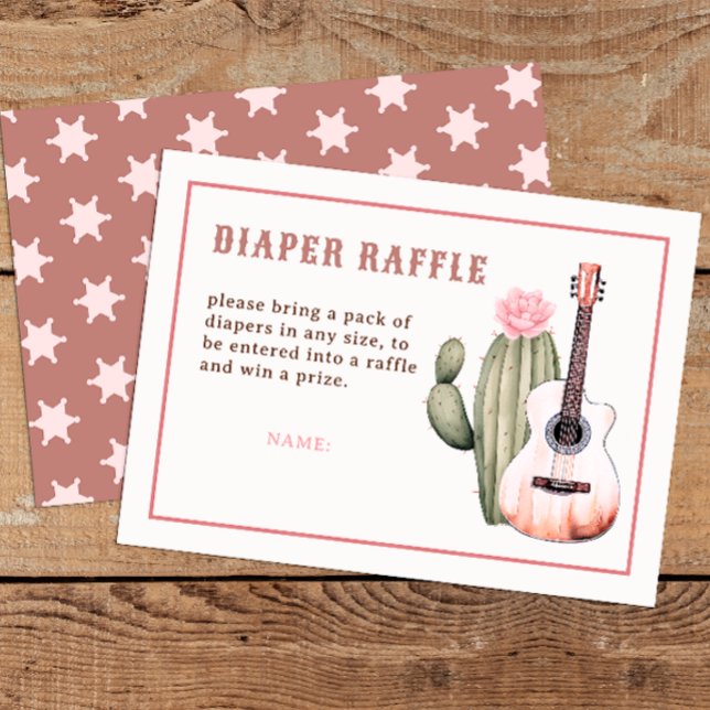 Cowgirl Diaper Raffle Card Pink Western Theme (Diaper Raffle)