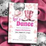 Cowgirl Disco 21st Birthday PINK Dance  Invitation<br><div class="desc">Adult themed Disco Cowgirl western country party. Available as a digital download printable.
Great for any season. Custom,  personalised,  editable download,  rhinestone pink disco adult party</div>