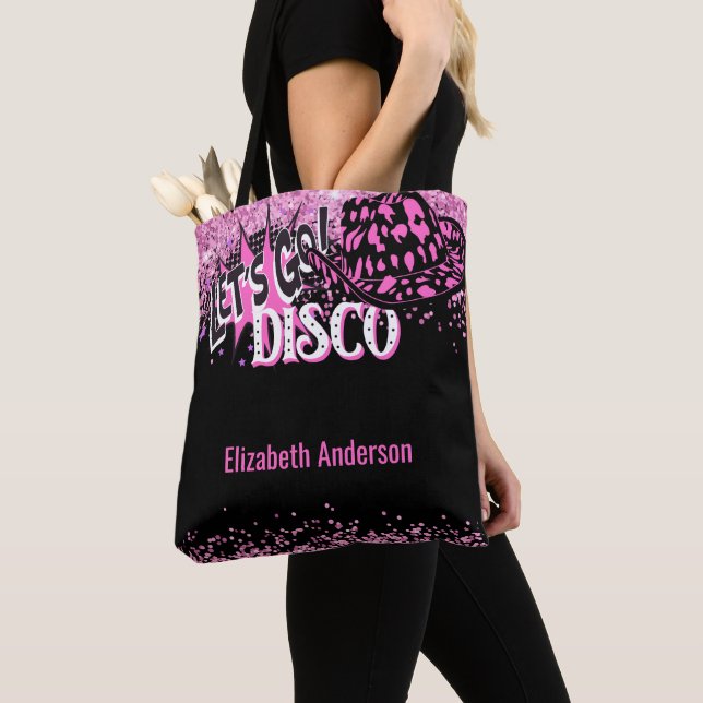 Cowgirl Disco Bachelorette Lets Go Last Ride Rodeo Tote Bag (Close Up)