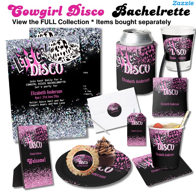 COWGIRL DISCO BACHELORETTE Pink Black Silver    In Flyer (Creator Uploaded)
