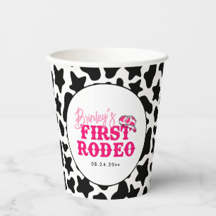Cowgirl Disco Pink First Rodeo Paper Cups