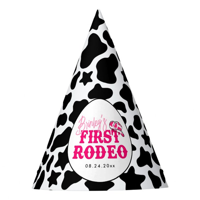 Cowgirl Disco Pink First Rodeo Party Hat (Front)