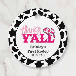 Cowgirl Disco Pink First Rodeo Thanks Y'all Favour Tags