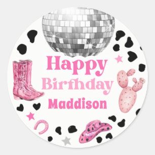 Cowgirl Disco Rodeo Shower Birthday Cupcake Classic Round Sticker