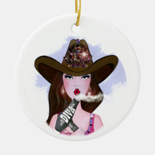 COWGIRL Diva "Hair Stylist" Ceramic Ornament