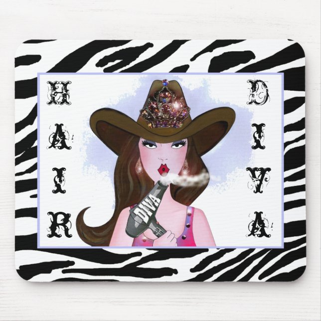 "Cowgirl Diva" Hair Stylist Mouse Pad (Front)