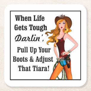 “Cowgirl Diva” Square Paper Coaster