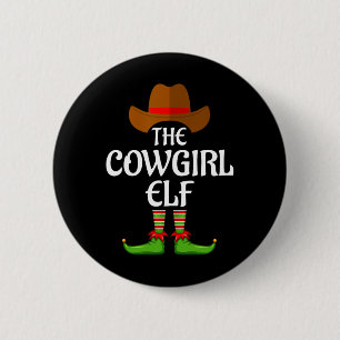 Cowgirl Elf Matching Family Group Christmas Party  6 Cm Round Badge
