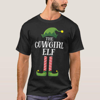 Cowgirl Elf Matching Family Group Christmas Party  T-Shirt