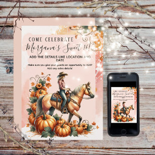 Cowgirl Fall Pumpkin Birthday  Invitation