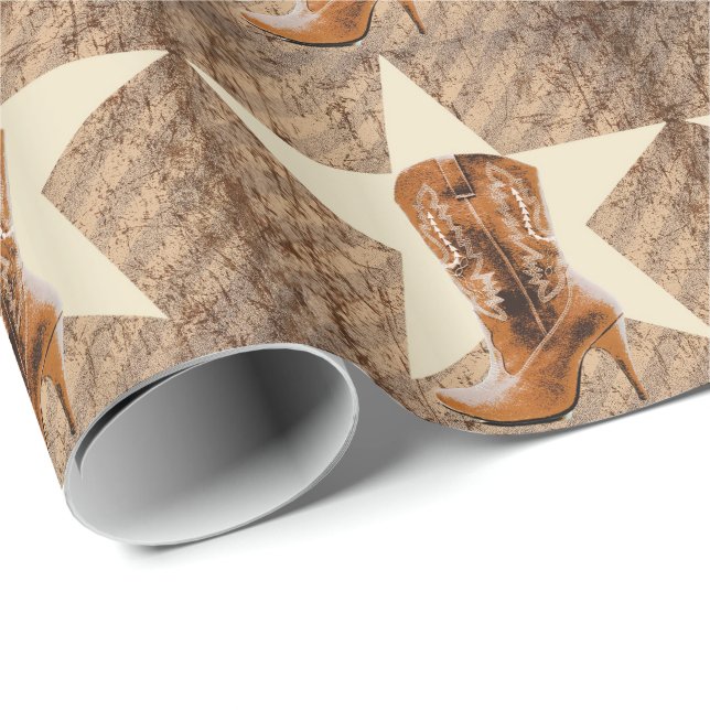 cowgirl fashion western country cowboy boot wrapping paper (Roll Corner)