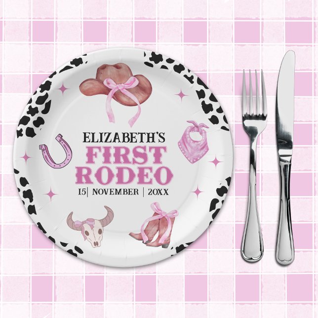 Cowgirl First Birthday – Pink Rodeo Party Supplies Paper Plate (Creator Uploaded)