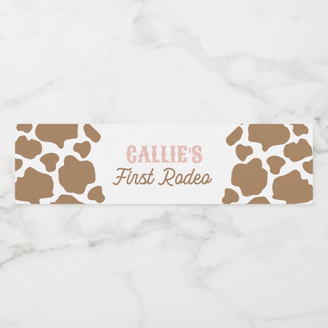 Cowgirl First Rodeo Birthday Water Bottle Label (Single Label)