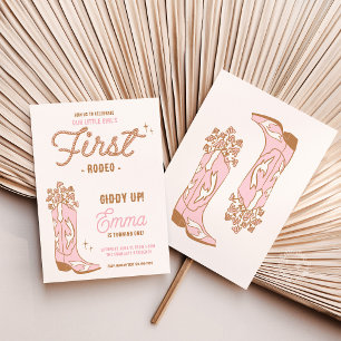 Cowgirl First Rodeo Boot With Flowers Invitation