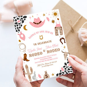 Cowgirl First Rodeo Joint Birthday Invitation