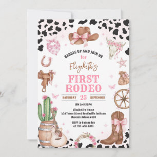 Cowgirl First Rodeo Wild West 1st Birthday Invitation